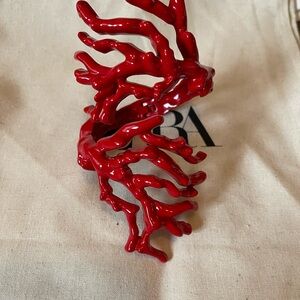 Zara Red Coral-Inspired Cuff Bracelet. Hinge closure.